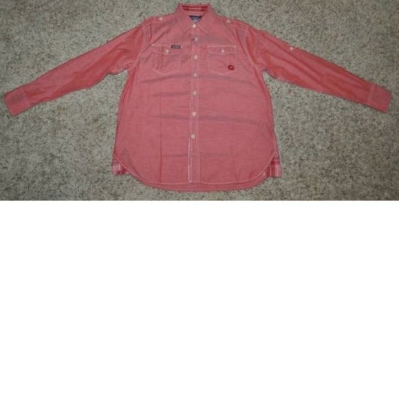 Mens Sport Shirt Akademiks Red Medium Button Front Long Convertible Sleeves - Picture 1 of 4